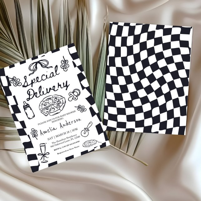 Pizza Hand Drawn Special Delivery Baby Shower Invitation (Creator Uploaded)