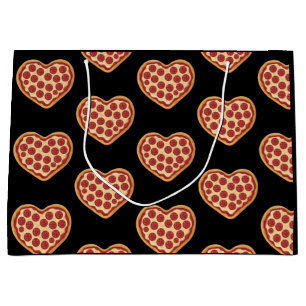 Pizza Heart Shaped Cute Valentine's Day Large Gift Bag