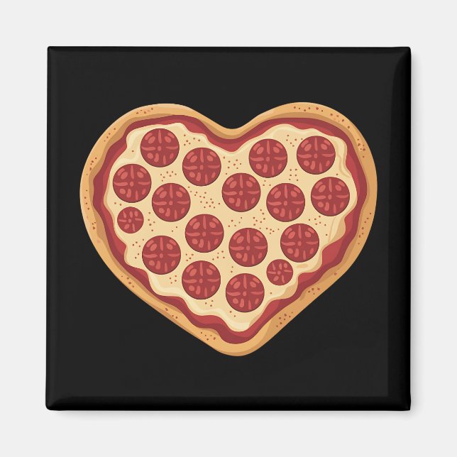 Pizza Heart Shaped Cute Valentine's Day Magnet (Front)
