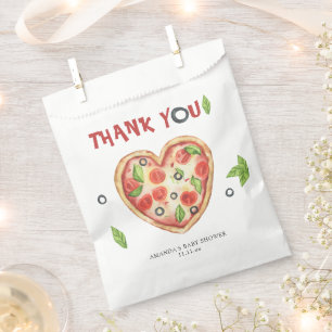 pizza heart watercolor baby shower THANKS Favour Bags