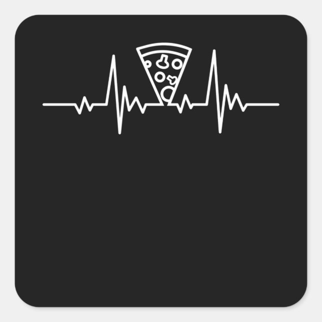 PIZZA HEARTBEAT Pizza Lover Pizzaholic Italian Square Sticker (Front)