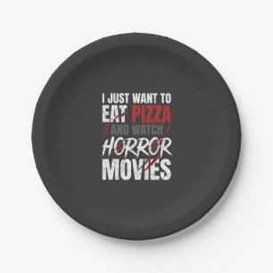 Pizza Horror Movies Halloween Design_1 Paper Plate