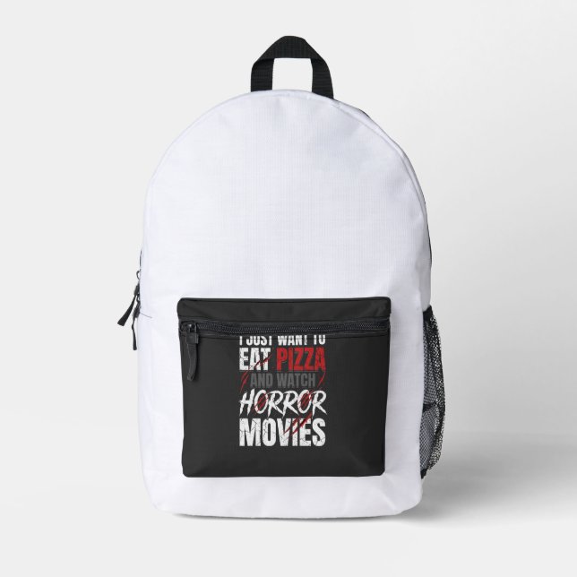 Pizza Horror Movies Halloween Design_1 Printed Backpack (Front)
