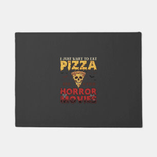 Pizza Horror Movies Halloween Skull Bats Spiderweb Doormat
