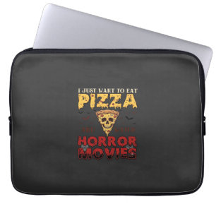 Pizza Horror Movies Halloween Skull Bats Spiderweb Laptop Sleeve