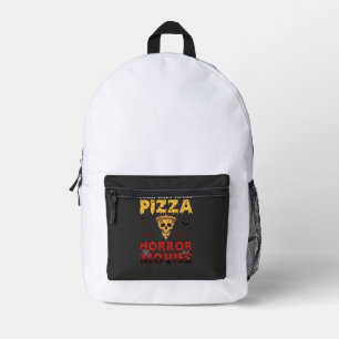 Pizza Horror Movies Halloween Skull Bats Spiderweb Printed Backpack