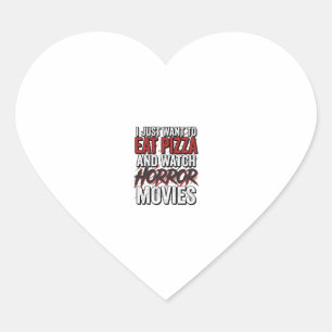 Pizza Horror Movies Vintage Halloween Typography S Heart Sticker