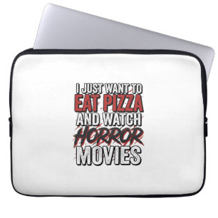 Pizza Horror Movies Vintage Halloween Typography S Laptop Sleeve