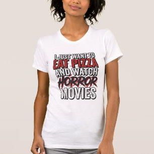Pizza Horror Movies Vintage Halloween Typography S T-Shirt