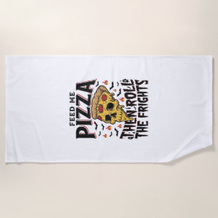 Pizza Horror Shirt Vintage Engraving Movie Night D Beach Towel
