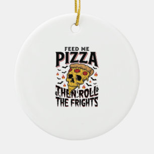 Pizza Horror Shirt Vintage Engraving Movie Night D Ceramic Tree Decoration