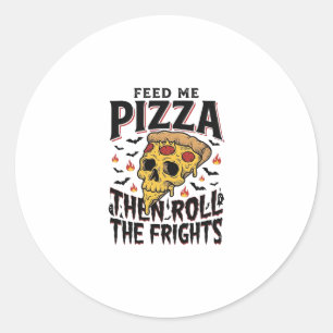 Pizza Horror Shirt Vintage Engraving Movie Night D Classic Round Sticker