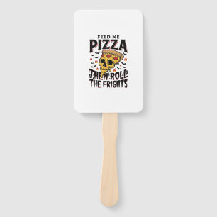 Pizza Horror Shirt Vintage Engraving Movie Night D Hand Fan