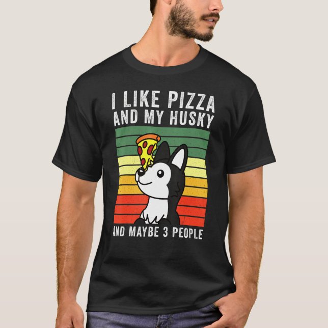 Pizza Husky  Dog T-Shirt (Front)