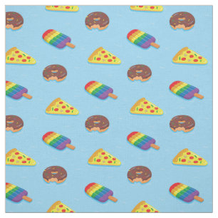 Pizza Ice Cream Pop Doughnut Pool Floats Pattern Fabric