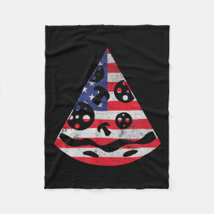 Pizza Independence Day Patriotic USA Flag 4th of Fleece Blanket