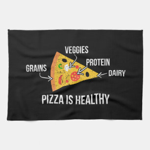 Pizza Is Healthy - Carbs - Funny Novelty Fitness Tea Towel