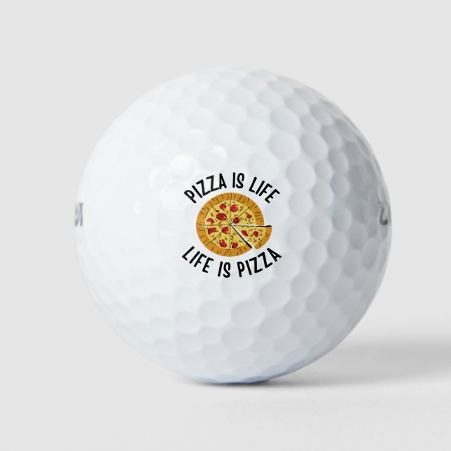 Pizza Is Life Life Is Pizza Funny Golf Balls (Front)