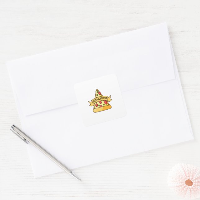 Pizza Is My Life Square Sticker (Envelope)