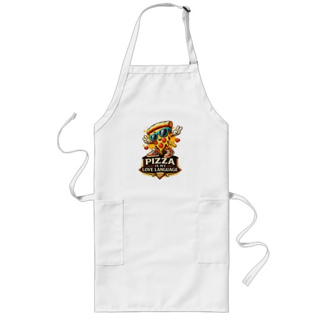 Pizza Is My Love Funny Pizza Lover Gift  Long Apron (Front)