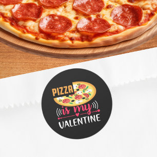 Pizza Is My Valentine Funny Party Classic Round Sticker