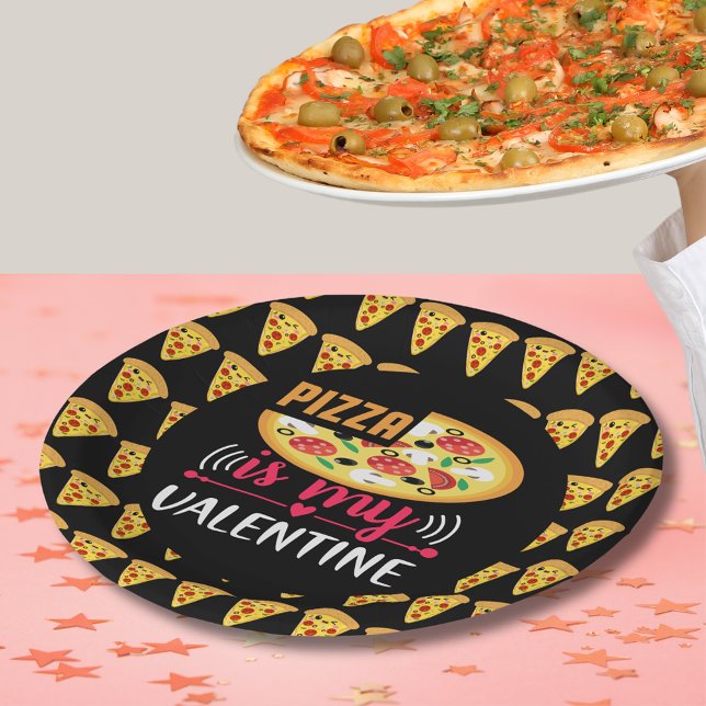 Pizza Is My Valentine Funny Party Paper Plate (Pizza Is My Valentine Funny Party Paper Plates)