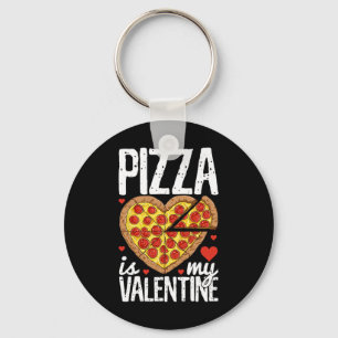 Pizza Is My Valentine Valentines Day Heart Peppero Key Ring