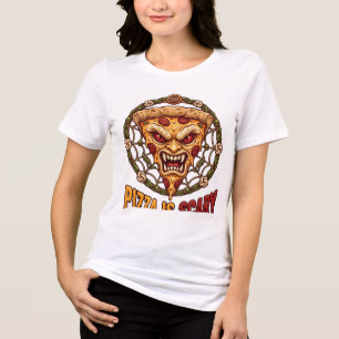 Pizza Is Scary Summer Horror Pizza Graphic T-Shirt Tri-Blend Shirt
