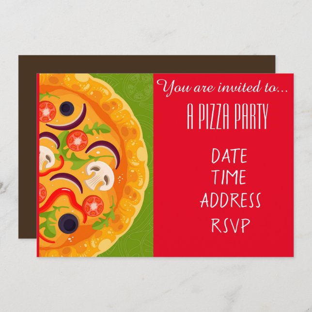 Pizza Italian dinner party Invitation (Front/Back)