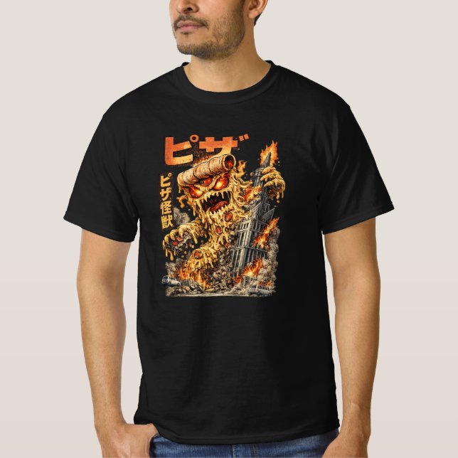Pizza Kaiju – The Cheesy Destruction T-Shirt (Front)