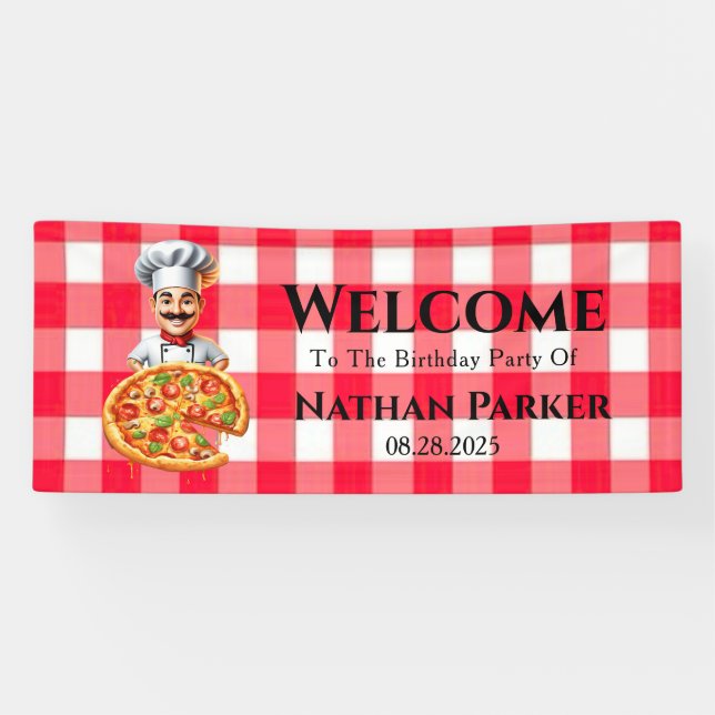 Pizza Kids’ Birthday Party Welcome Sign Banner (Horizontal)