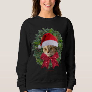 Pizza Kitty World Cute Torbie Cat Christmas Kitten Sweatshirt