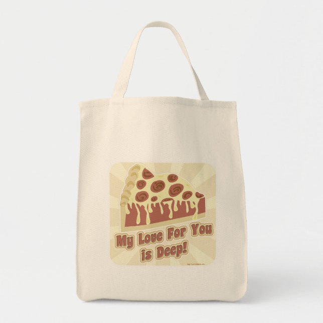 Pizza Love Deep Dish Funny Romantic Food Slogan Tote Bag (Front)