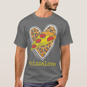 Pizza Love Eating Pizza Leopard Heart Print Girls T-Shirt