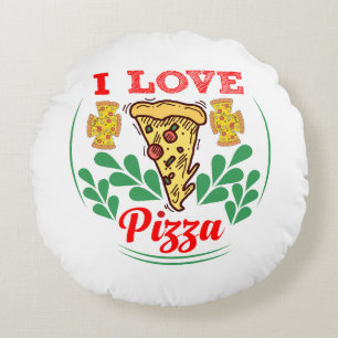Pizza Lover Fun Design for Food Fanatics Round Cushion