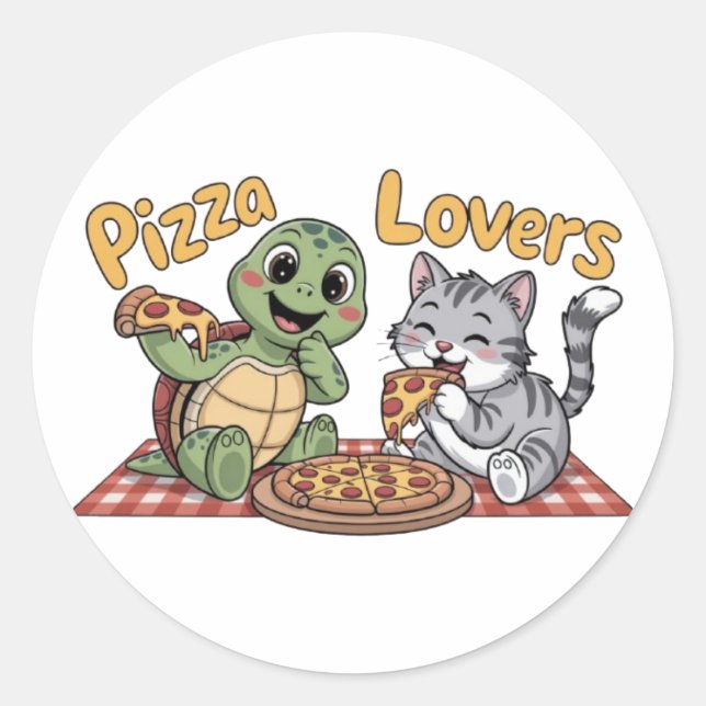 Pizza lovers classic round sticker (Front)