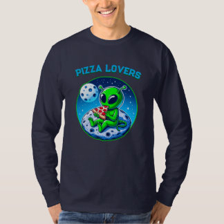 Pizza-Loving Alien on the Moon | Fun Cosmic T-Shirt