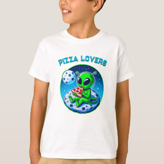 Pizza-Loving Alien on the Moon | Fun Cosmic T-Shirt