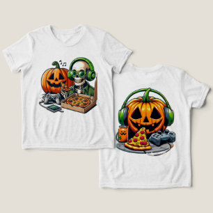 Pizza-Loving Skeleton: Gaming, Cheese Overload Tri-Blend Shirt