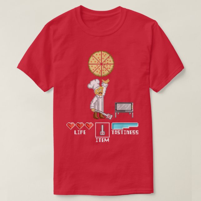 Pizza Maker Chef Piel Art Funny 8 bits Retro Game  T-Shirt (Design Front)