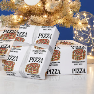 Pizza Makes Every Hour A Happy Hour Pizza Wrapping Paper
