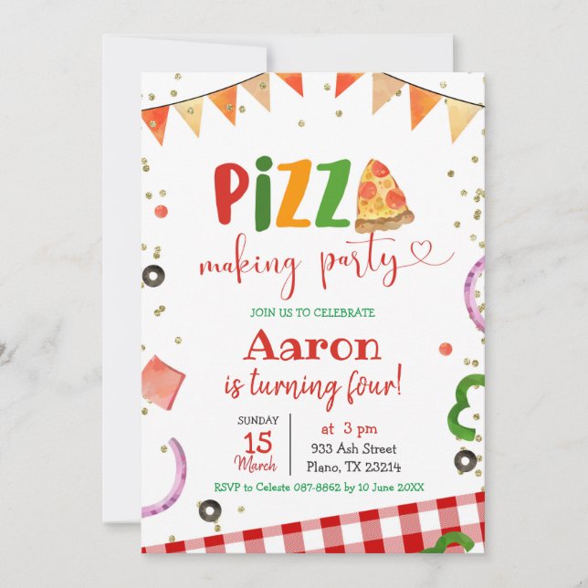 Pizza Making Party Birthday Invitation (Front)