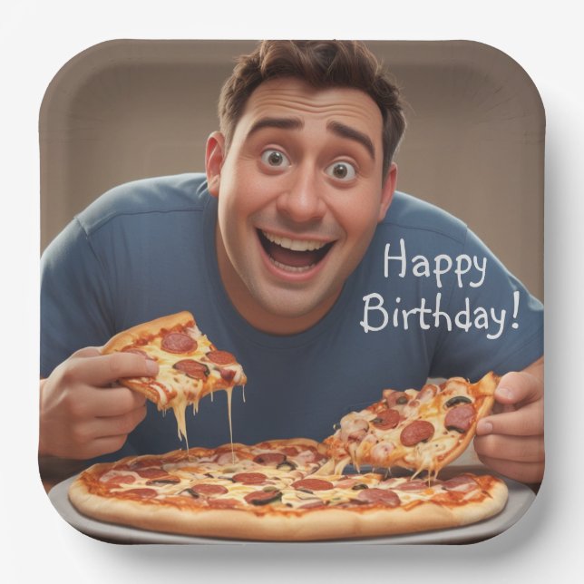 Pizza Man Paper Plate (Front)