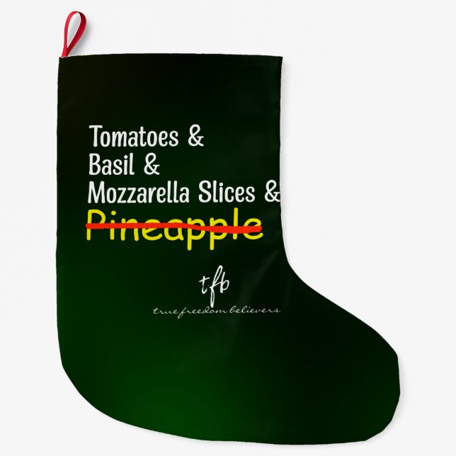 Pizza Margherita W/O Pineapple Large Christmas Stocking (Front)