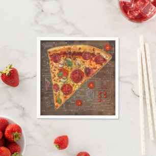 Pizza Modern Blueprint Napkin