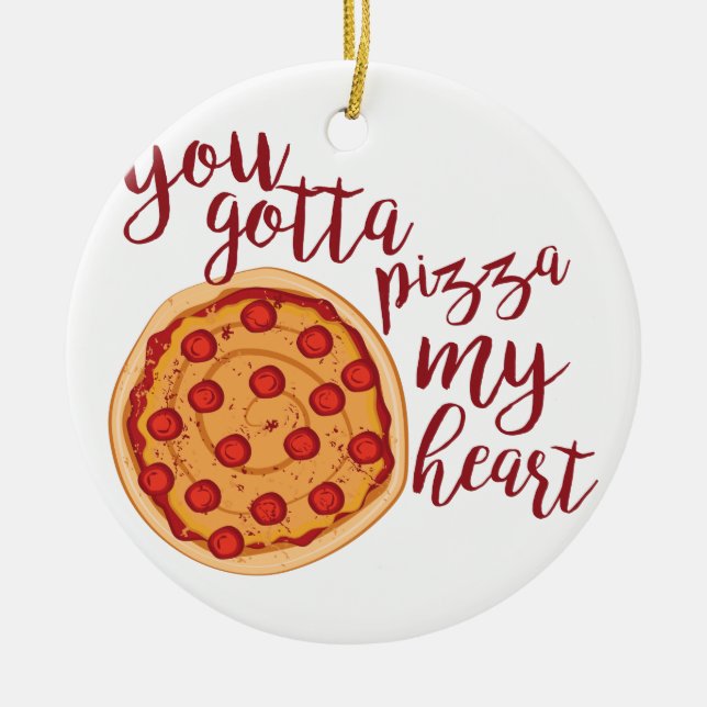 Pizza My Heart Ceramic Tree Decoration (Front)