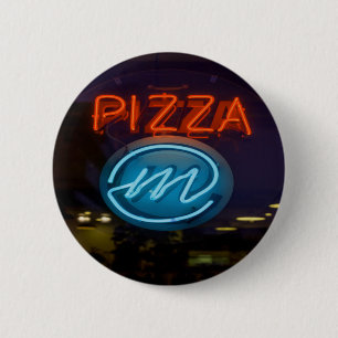 Pizza Neon Sign 6 Cm Round Badge