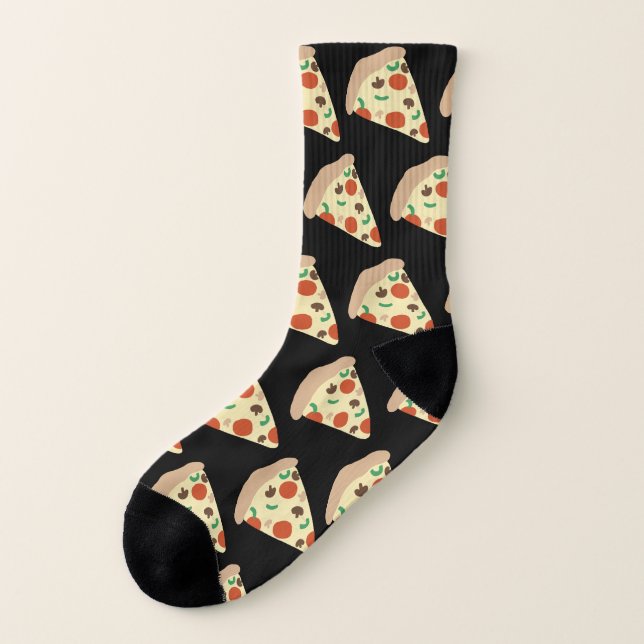 Pizza Night Pattern Fun Socks (Left Outside)