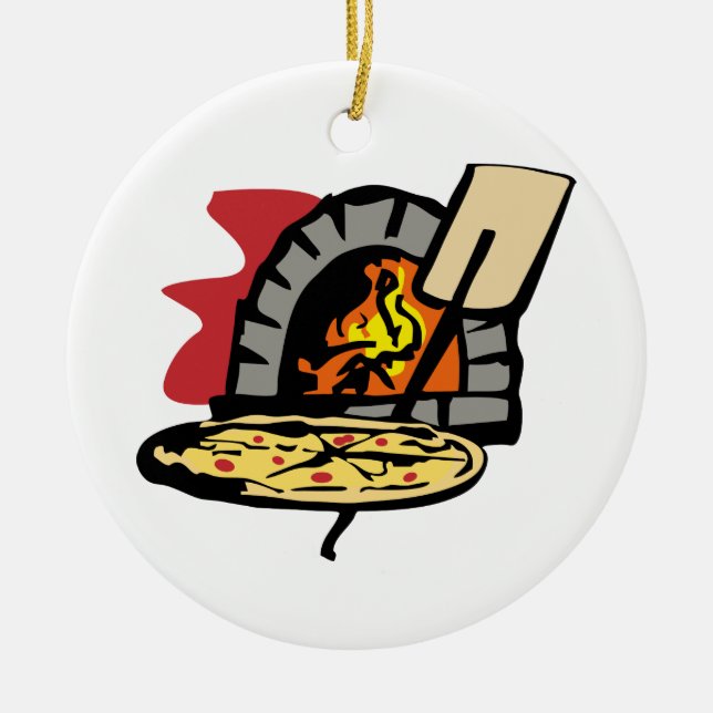 Pizza Oven Ceramic Tree Decoration (Front)