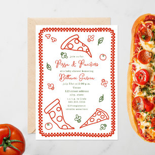 Pizza & Pacifier Sketch Doodle Neutral Baby Shower Invitation